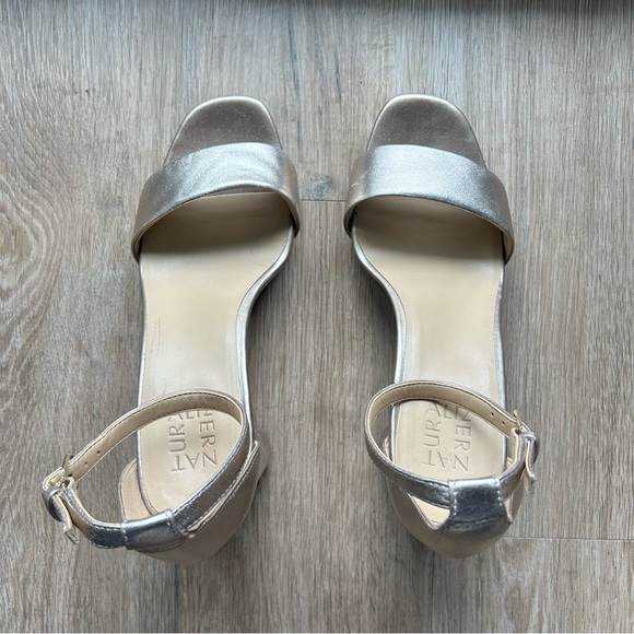 Naturalizer Shoes - Naturalizer Women's Joy Ankle Strap Heeled Dress Sandal in Light Bronze- 9 WIDE